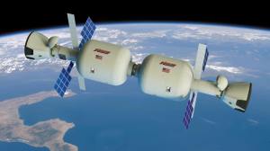 Un concept de station spatiale développé par Bigelow Aerospace : deux modules B330, avec deux capsules Crew Dragon arrimées. Source : http://www.bigelowaerospace.com/